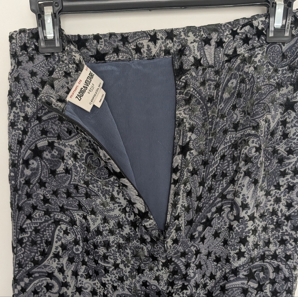Zadig & Voltaire Jamelia Burnout Stars Skirt Fairy Designer Whimsigoth Size 38 - Picture 6 of 13